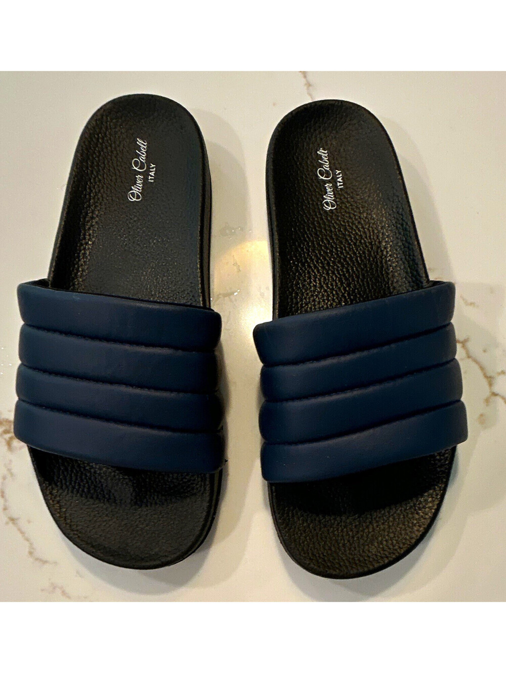 Oliver Cabell Men's Italy Slide Sandals Slip-On Logo Blue/Black EU 41